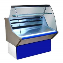 Витрина холодильная Марихолодмаш Нова ВХС-1,8 (синяя) с гнутым стеклом нержавейка в Тольятти
